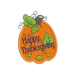 Gelukkig Thanksgiving appliquéontwerp, 3 maten