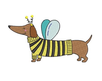Diseño de bordado de perro salchicha, bordado de parche de perro salchicha