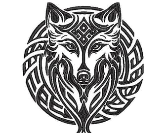 Celtic Wolf Face Embroidery Design,She-Wolf Embroidery design