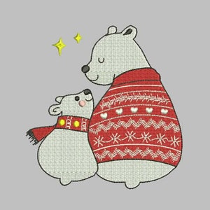 Polar bears embroidery design,Bears Embroidery Design, 3 sizes, Instant Download