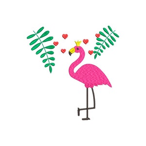Pink flamingo Machine Embroidery Design,5 sizes