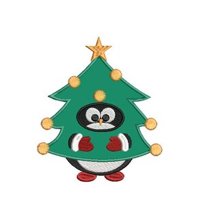 Weihnachtspinguin Applikation Stickdatei, 3 Größen