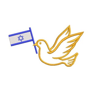 Duif met Israëlische vlag borduurontwerp