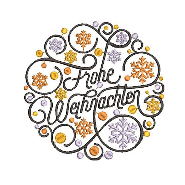 Frohliche Weihnachten - Machine Embroidery Design,Frohe Weihnachte Stickdatei