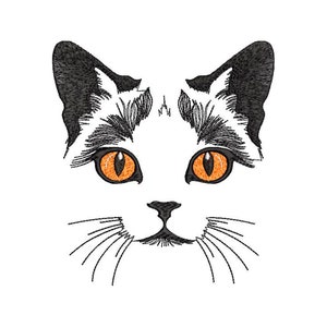 猫の顔の刺繍デザイン、4 サイズ