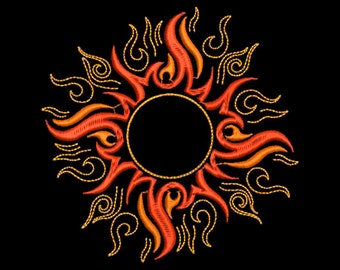 Diseño de bordado de sol, 3 tamaños