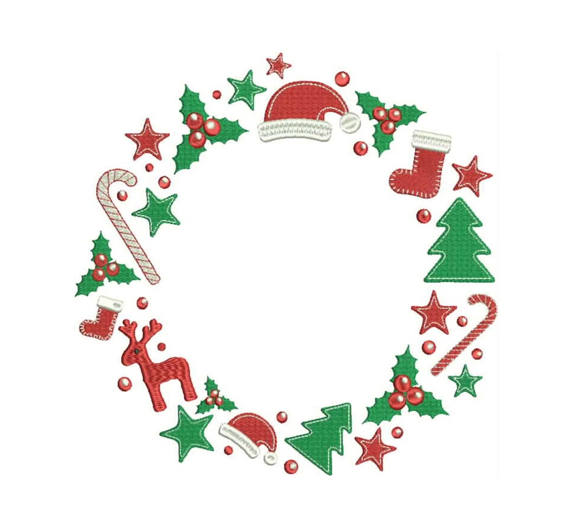 Christmas Wreath Embroidery Design Machine Embroidery Design Etsy