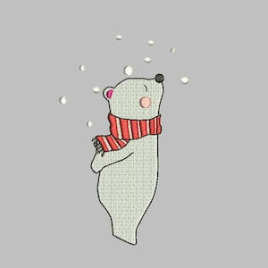 Polar Bear embroidery design,Bear Embroidery Design