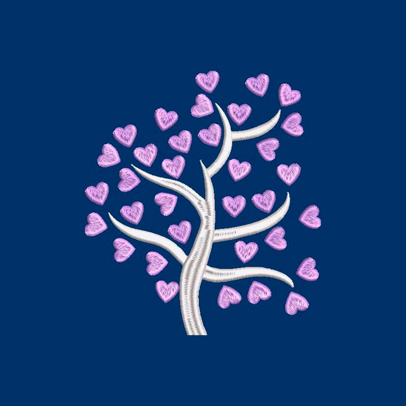 Puede incluir: Un &aacute;rbol blanco con hojas en forma de coraz&oacute;n rosa. El &aacute;rbol est&aacute; estilizado y tiene un dise&ntilde;o caprichoso.