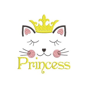 Face Cat Princess embroidery Design,