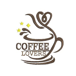 Coffee Lovers Embroidery Design, 3 Sizes
