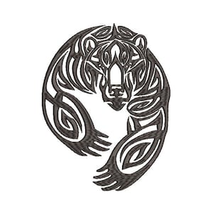 Celtic Bear Machine Embroidery Design, tattoo Bear Embroidery, Bär Embroidery Design