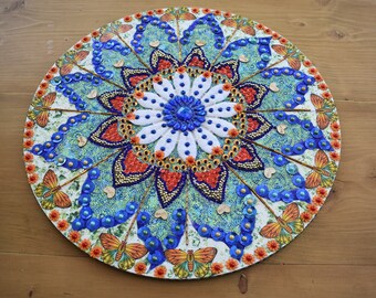 Mixed media mandala wall art, mandala plaque, mandala wall hanging, mandala art, unique wall hanging