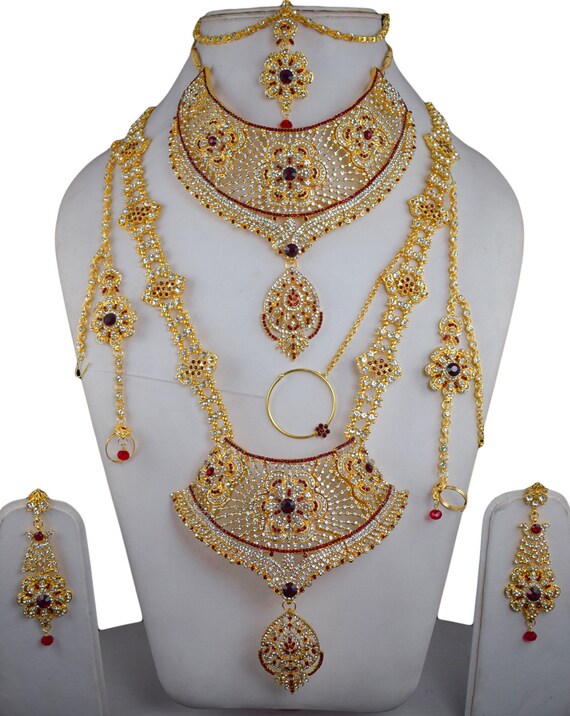 Indian Bridal Jewelry Set Maroon Bollywood Traditional Amazing Etsy