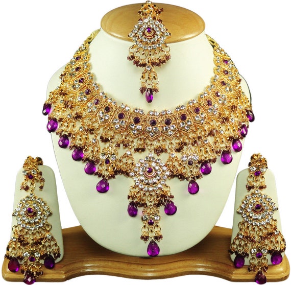 purple earrings and necklace set