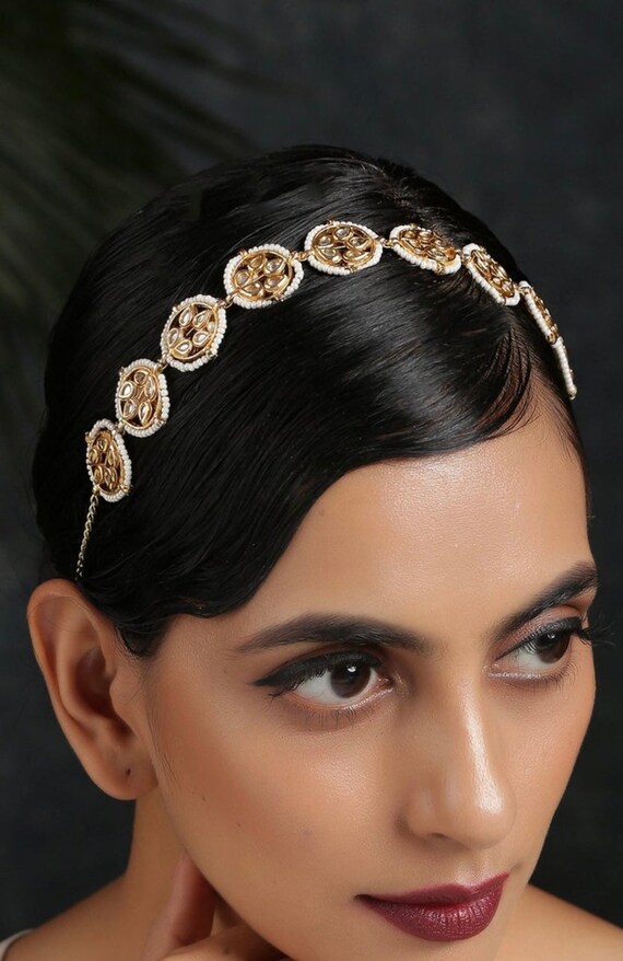 Kundan Indian Jewelry Kundan Head Band Hair Accessories Etsy