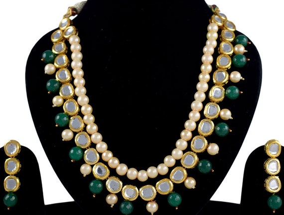 Emerald Green Indian Wedding Party Jewelry Rani Haar Kundan Jewelry Original Meenakari Beautiful Set MK560