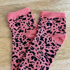 Coral Leopard Ankle Socks | Recycled Cotton/Nylon Blend