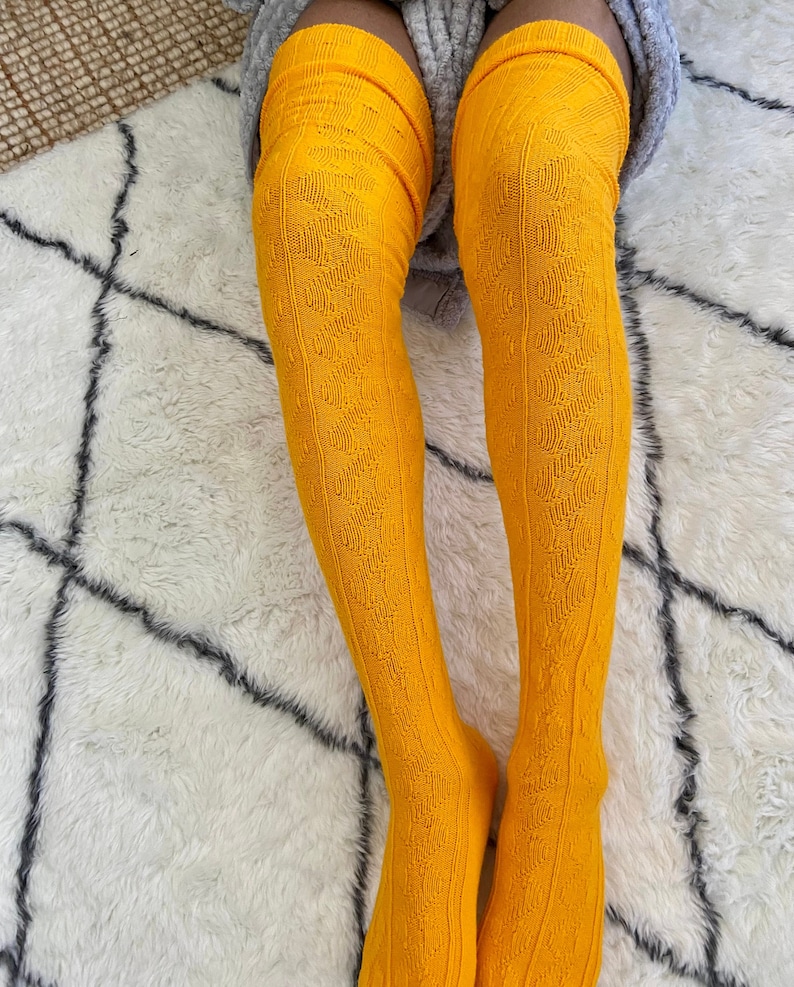 Thigh High Socks Extra Long Mustard Yellow Women's Over Etsy
