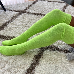 Thigh High Cable Knit Sweater Socks Women's Forest Green Over The Knee Boot Socks