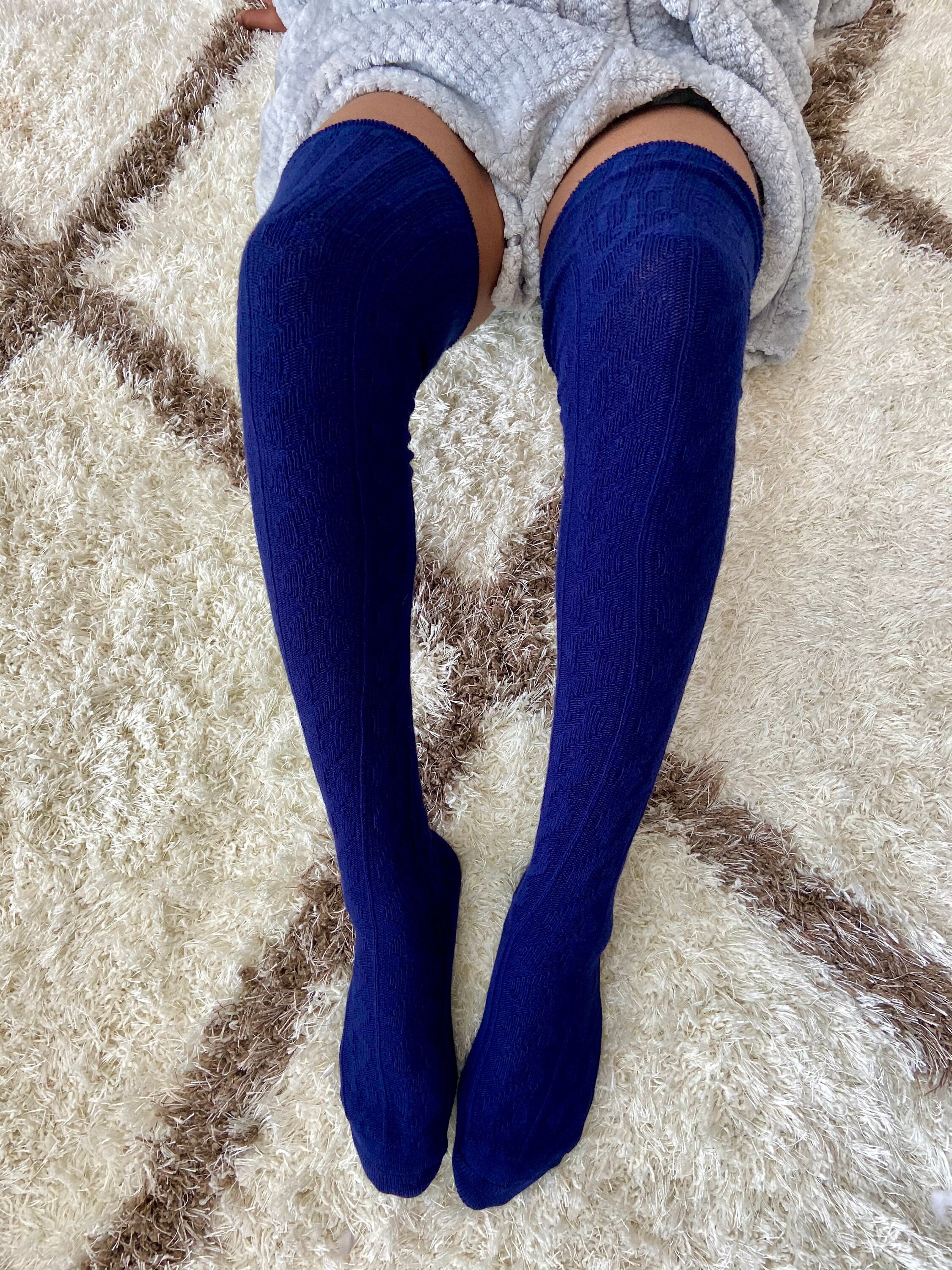 Navy blue thigh highs hotsell