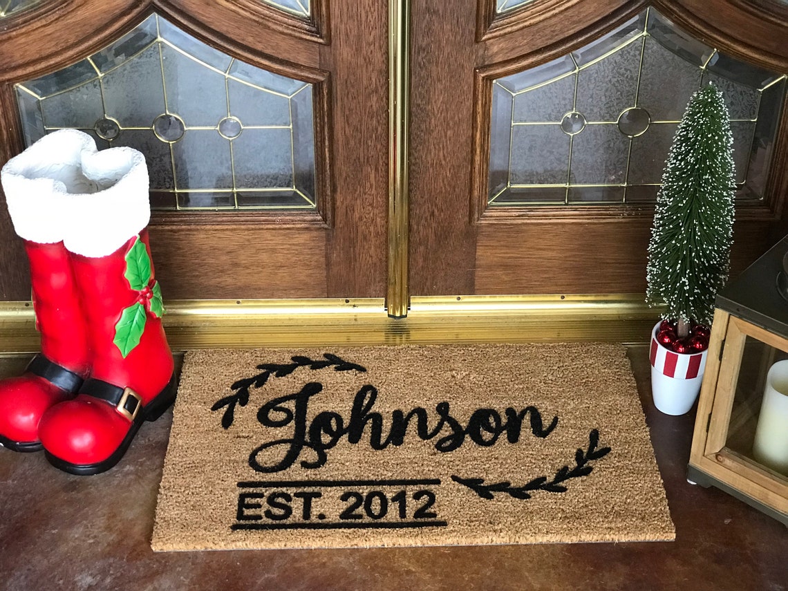 Last Name Doormat Door Mat Newly Weds Gift Custom Doormat Etsy