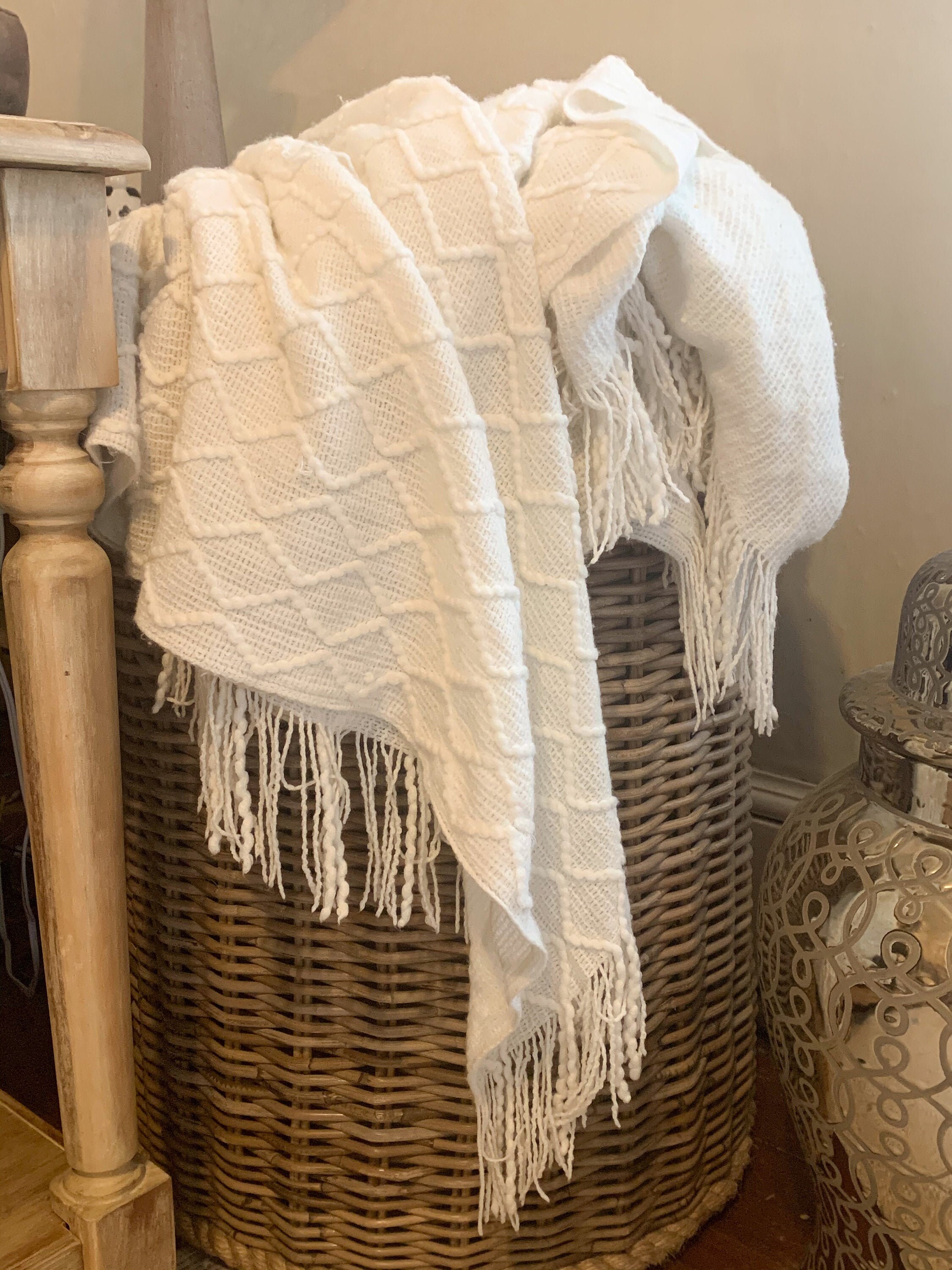 Neutral Throw Blanket 50 X 60 Etsy