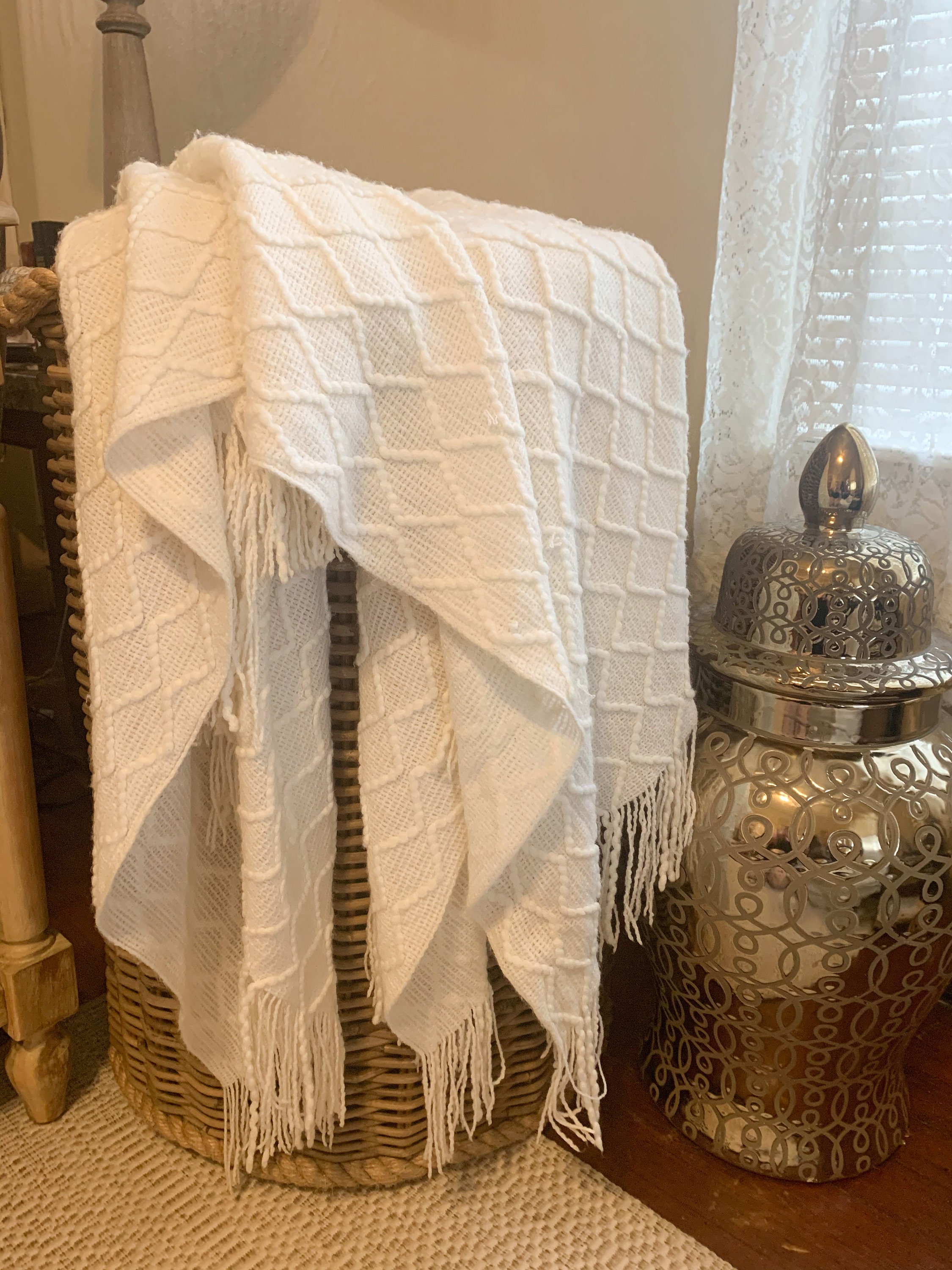 Neutral Throw Blanket 50 X 60 Etsy