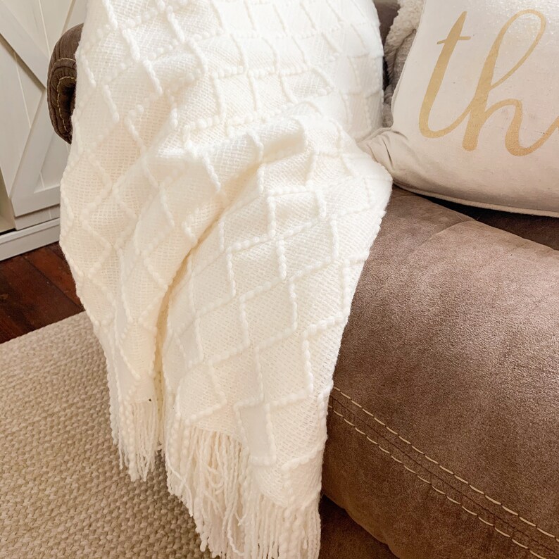 Neutral Throw Blanket 50 X 60 Etsy