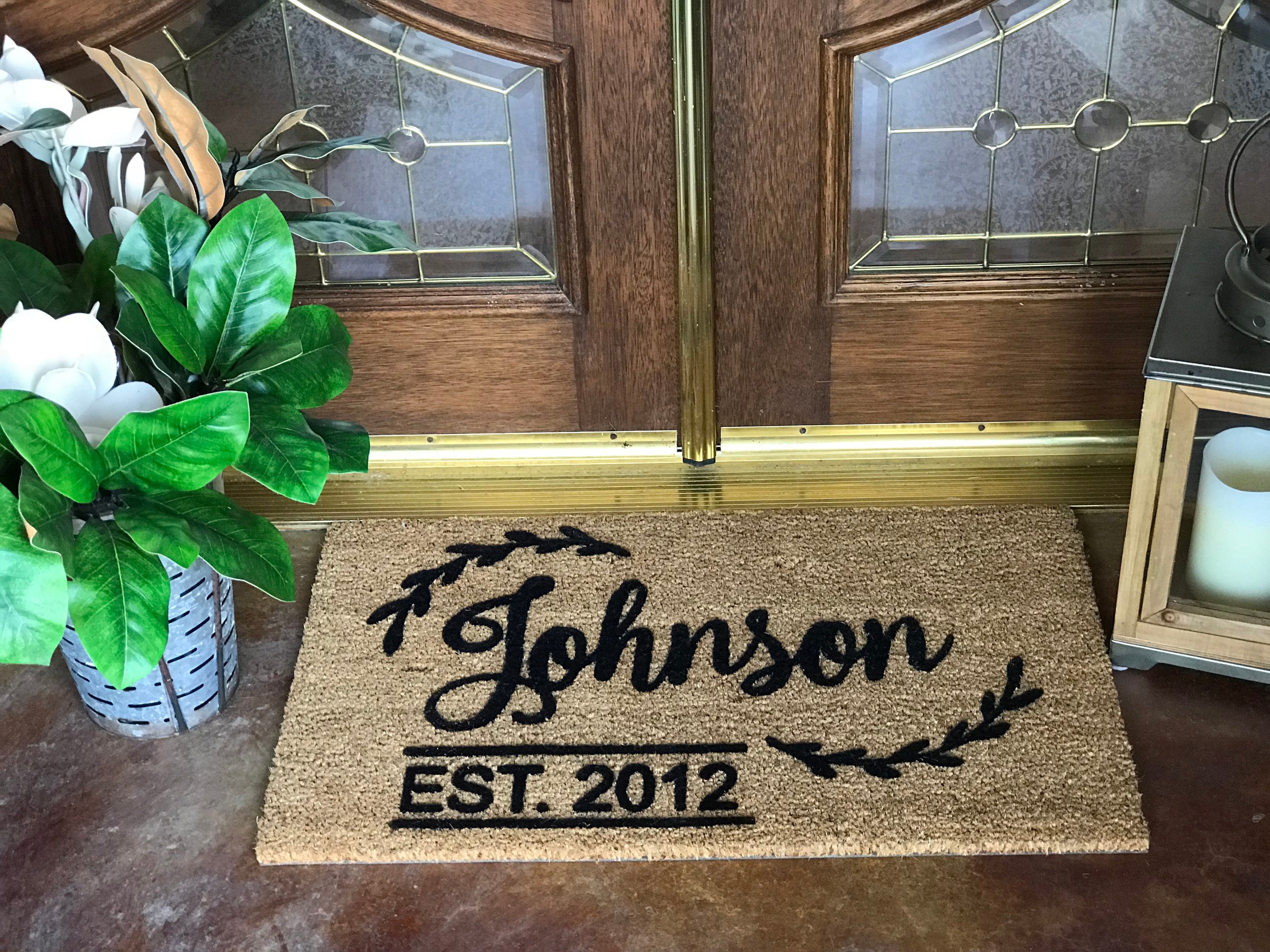 Last Name Doormat Door Mat Newly Weds Gift Custom Doormat Etsy