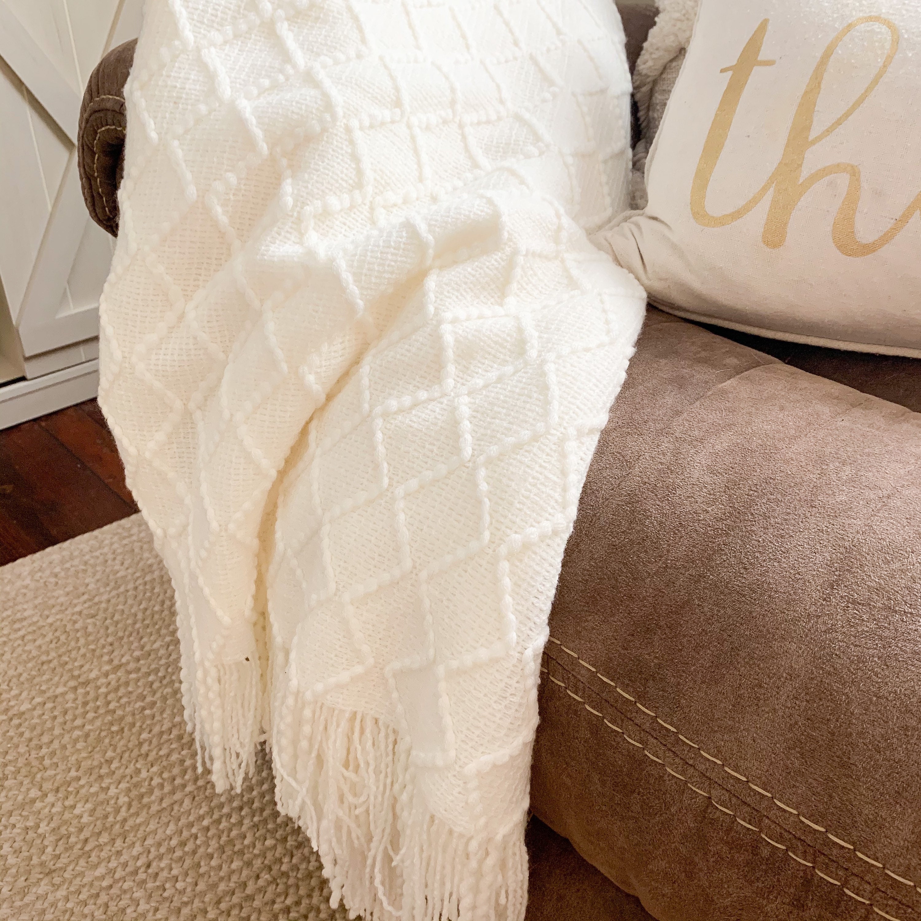 Neutral Throw Blanket 50 X 60 Etsy