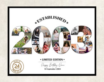 21st personalised birthday gift | 21 birthday photo collage | 21st birthday gift ideas | born in 2003 | established 2003