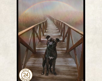 dog passed over the rainbow bridge, dog lovers loss, memorial gift dog rainbow bridge, dog mourning rainbow bridge