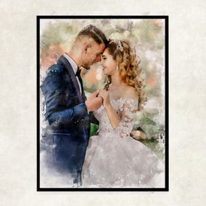 Wedding photo watercolour painting, digital painting watercolour, Custom painting from photo