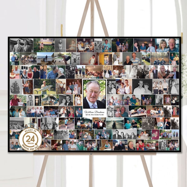 Memorial Funeral  Photo Collage 105 photos | funeral display | funeral memorial memory poster | celebrate the life poster welcome sign