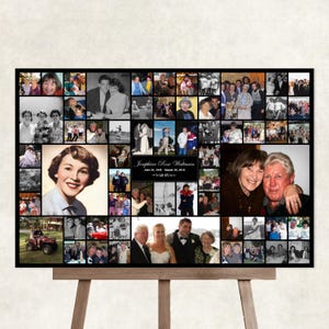 Memorial collage, funeral collage, funeral memory board, memorial board, funeral photo board, poster