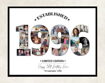 30th birthday gift photo collage: established 1996