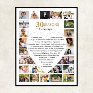 30th birthday reasons why we I Love you photo collage, 30th birthday gift for men husband, gifts for women, wife  friend boyfriend