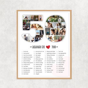 50 reasons we I love you printable photo collage, 50th birthday gift for women, 50 gift for husband, 50 things we love about you