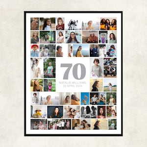 Cadeau d'anniversaire personnalisé pour 70 ans | Cadeau pour son 70e anniversaire | Idées cadeaux pour 70 ans | Impression murale déco de fête des années 70, cadeau 70