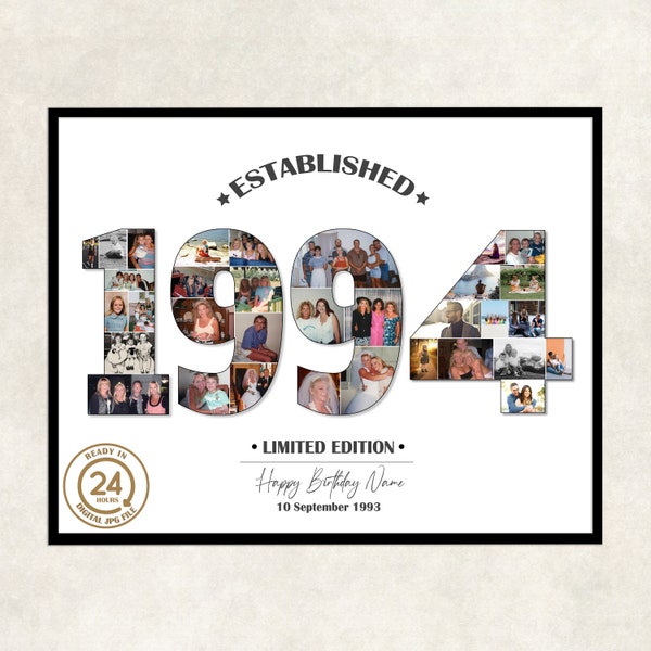 30 personalised birthday gift | 30 birthday photo collage | 30th birthday gift ideas | born in 1994 | established 1994