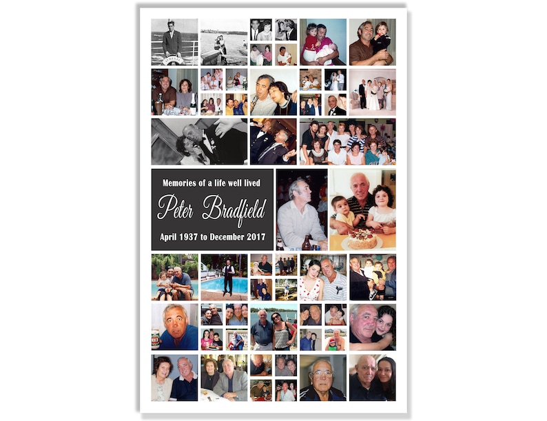 Funeral Memorial Photo Collage for Funeral Service Funeral Etsy