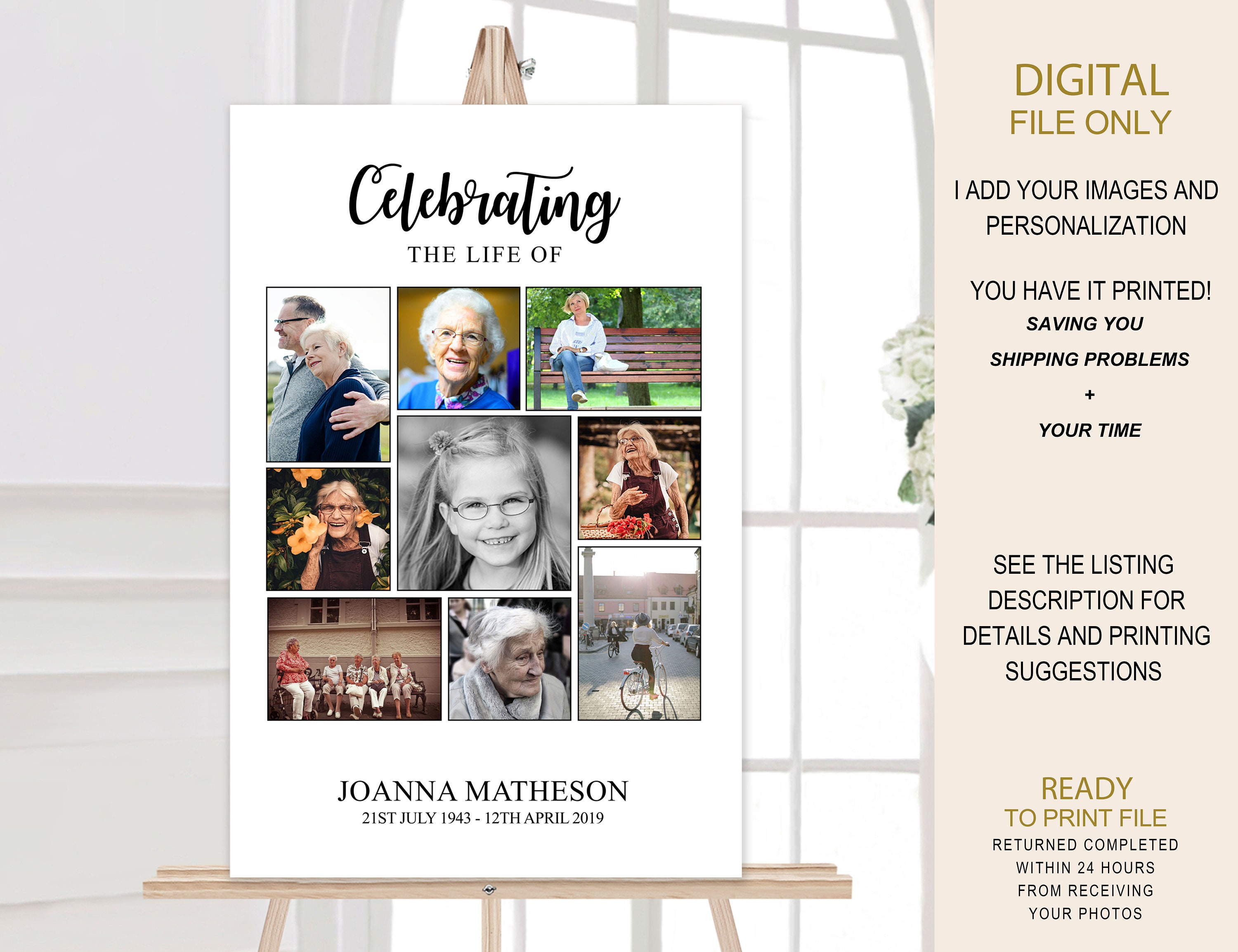 Funeral Celebrate the Life Poster Welcome Sign Funeral Photo Collage Easel Funeral Display Funeral Memory Poster Easel Etsy Canada