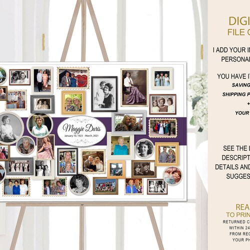 Funeral Display Funeral Memorial Photo Collage Funeral Etsy