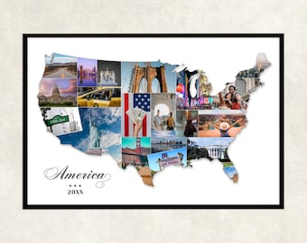 USA Map Photo Collage: America Travel poster