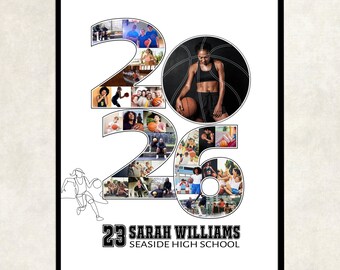 Basketball Senior Night photo collage poster: Class of 2026 (Made to Order Digital Download)