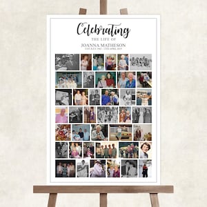 Funeral memory board, memorial collage, funeral photo collage, celebrate the life poster memory board, memory board funeral, celebrate life