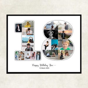 18th birthday gift for him, 18th birthday gift photo collage, 18th birthday party decor for him, 18th party decor