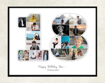 18.Geburtstagsgeschenk für Ihn, 18.Geburtstagsgeschenk, Fotocollage, 18.Geburtstagsdeko für Ihn, 18.Geburtstagsdeko