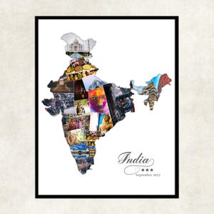 India travel map photo collage, India vacation photo collage gift, India destination photo collage, India travels